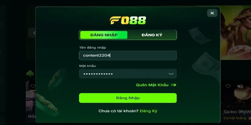 Điền chính xác thông tin đăng nhập tài khoản